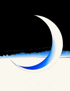 蓝色月牙抽象艺术图案