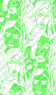 绿色线条勾勒的人物图案