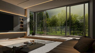 现代简约风客厅大窗景观