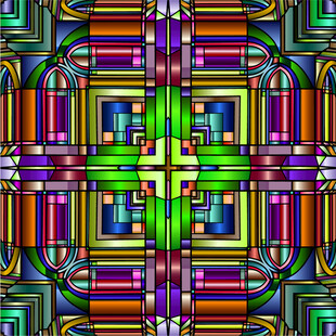 多彩几何对称抽象图案