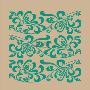 复古风绿色花纹装饰图案
