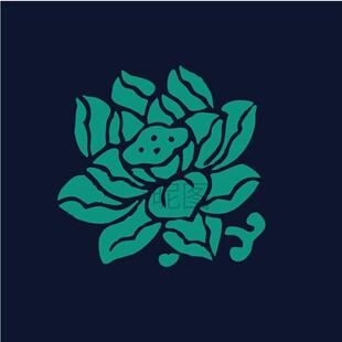 青色莲花图案