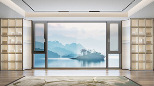 中式客厅山水背景墙设计