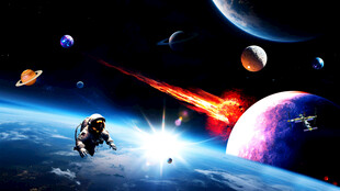 银河星球外太空陨石宇宙卫星背景