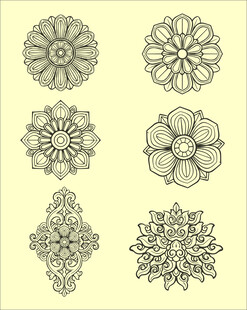 宝相花纹复古花卉图案设计元素