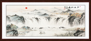 国画瀑布山水画