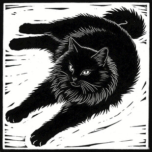 黑猫舒展躺卧姿态图