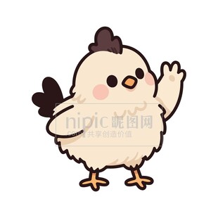 可爱卡通小鸡挥手