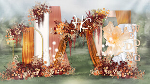 秋日浪漫户外婚礼装饰场景