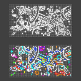 太空空间站灯饰画设计图