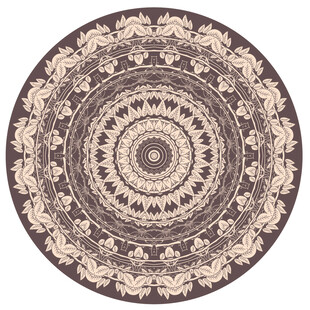 圆形复古花纹地毯图案