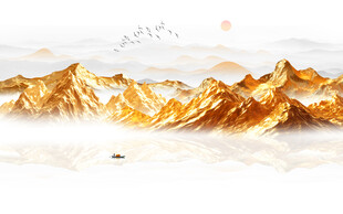 金箔山水画素材-金箔山水画图片-金箔山水画设计模板-昵图网