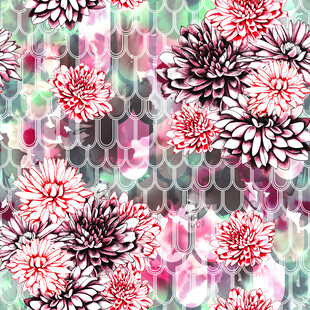 花卉几何图案印花面料