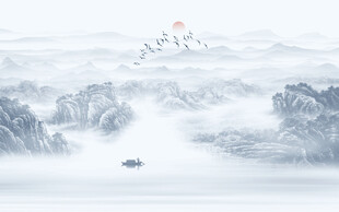 意境水墨山水画