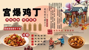 宫爆鸡丁背景墙