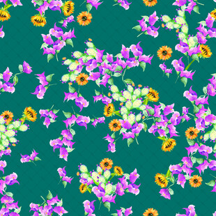 绿色底花卉图案纹理