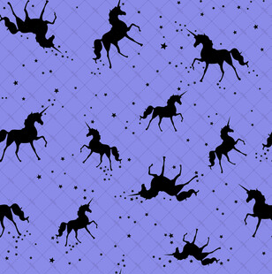 紫色背景上的黑色奔马图案