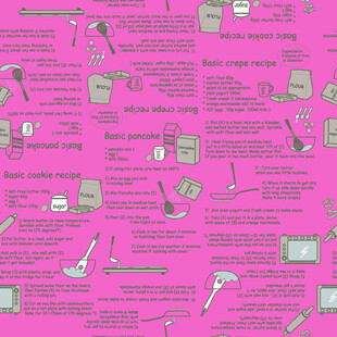 粉色背景厨房元素图案