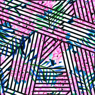 几何条纹花卉图案背景