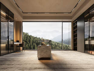 现代宽敞观景室内空间