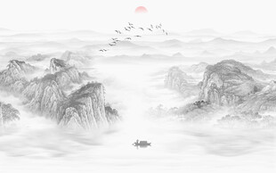 新中式水墨山水画