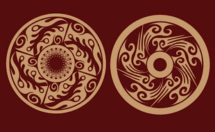 复古金色圆形花纹图案