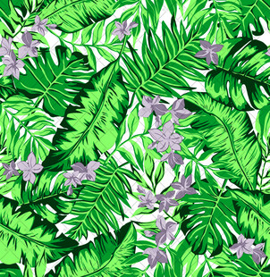 热带绿植花卉无缝图案