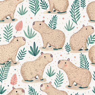 水豚卡皮巴拉与植物