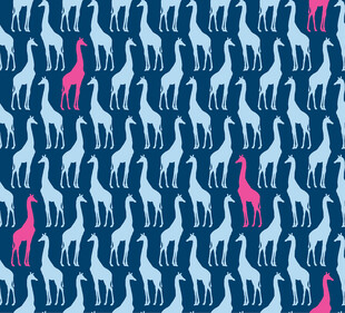 蓝底动物图案无缝花纹