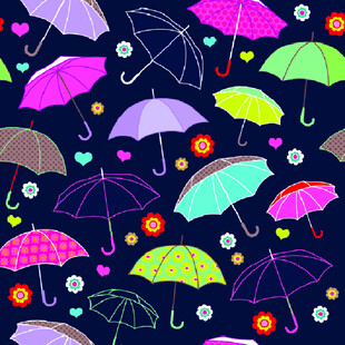 多彩雨伞图案背景设计