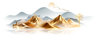 金箔山水画背景墙