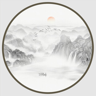 圆形山水画