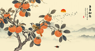 国画柿子
