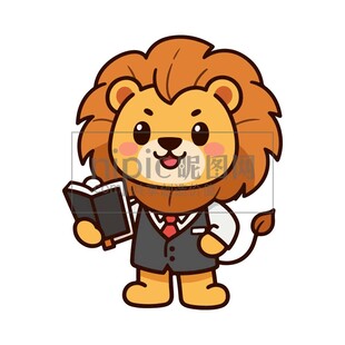 卡通小狮子读书