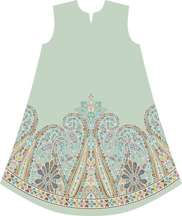 浅绿色民族风无袖连衣裙袍子定位