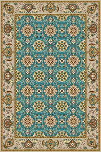 精美蓝色花纹地毯图案