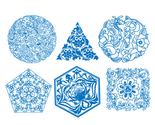 蓝色精美几何花纹图案