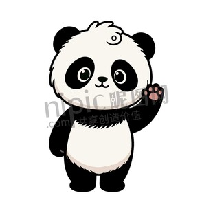 卡通可爱小熊猫举手挥手打招呼