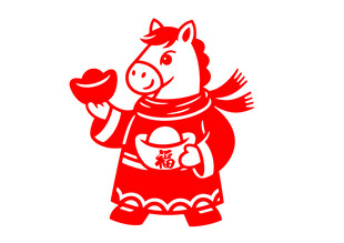 卡通小马形象剪纸