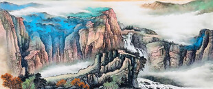 水墨山水客厅办公室背景墙