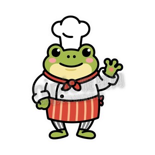 卡通青蛙厨师招手打招呼