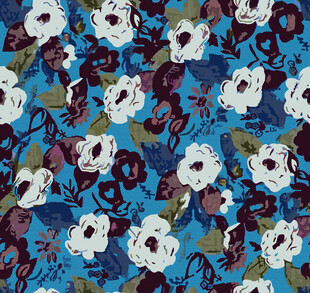 蓝色花卉图案布料纹理