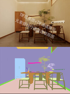 新中式茶室效果图