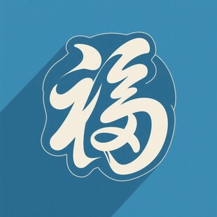 蓝色背景上的福字图案