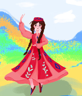 新疆少女翩翩起舞
