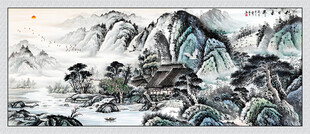 旭日东升山水画