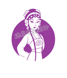 复古风卡通古代豫剧美女形象