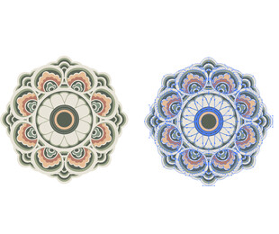 精美曼陀罗图案装饰元素澡井