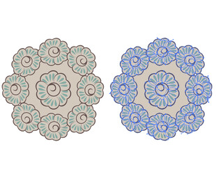 精美双款圆形花纹图案