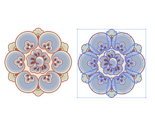 精美双色花卉图案设计圆形澡井